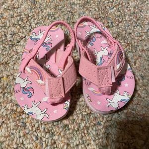 Baby Girl Pink Unicorn Flip Flops Size 4 NWOT